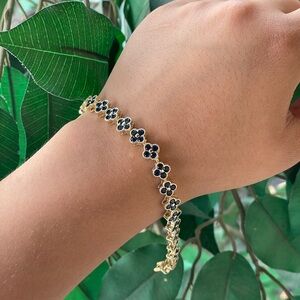 Gold and Blue Flower Bracelet